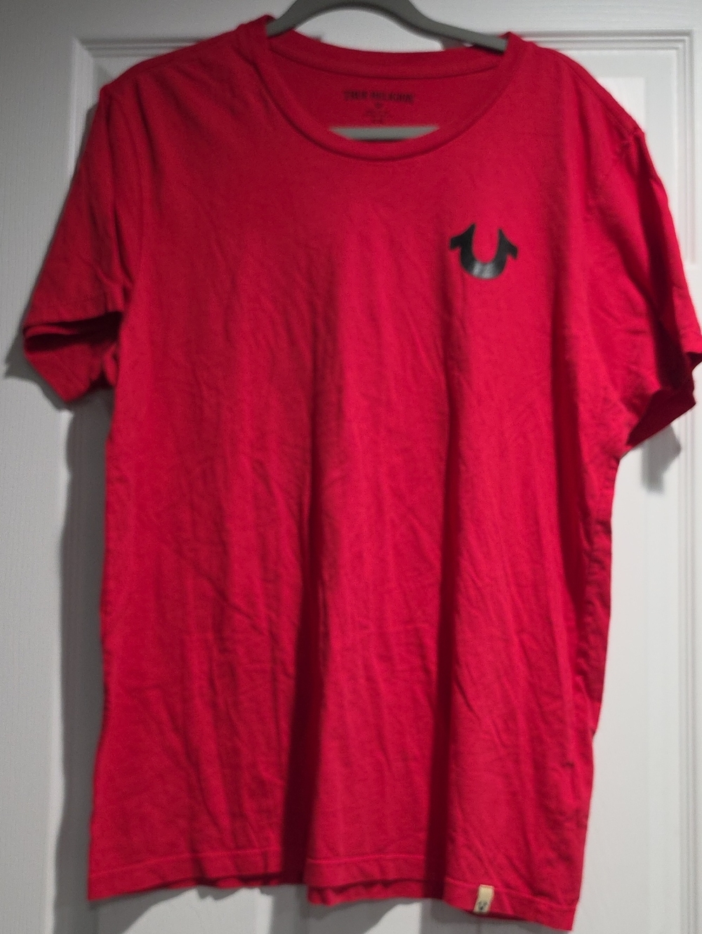 True Religion Men’s Red Short-Sleeve Crewneck Tee with Logo